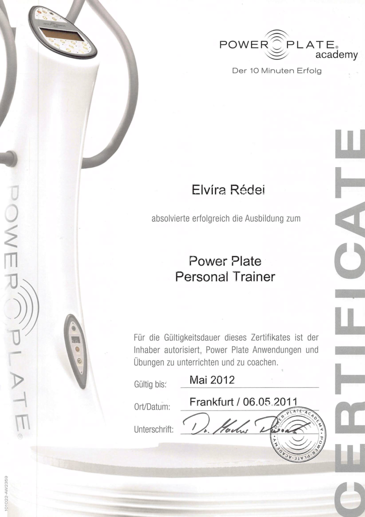 Power Plate Authorised Trainer Zertifikat 1