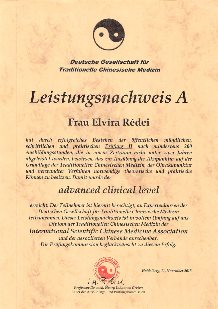 TCM Advanced clinical level 1